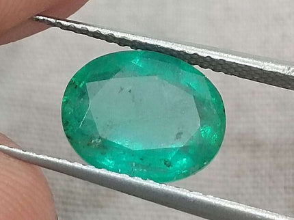 Natural Emerald 2.32ct Zambian Certified Sea Green Oval Cut Loose Gemstone