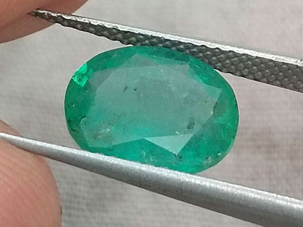 Natural Emerald 2.32ct Zambian Certified Sea Green Oval Cut Loose Gemstone