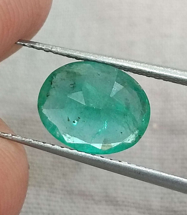 Zambian Emerald 2.32ct Natural Certified Sea Green Oval Cut Loose Gemstone