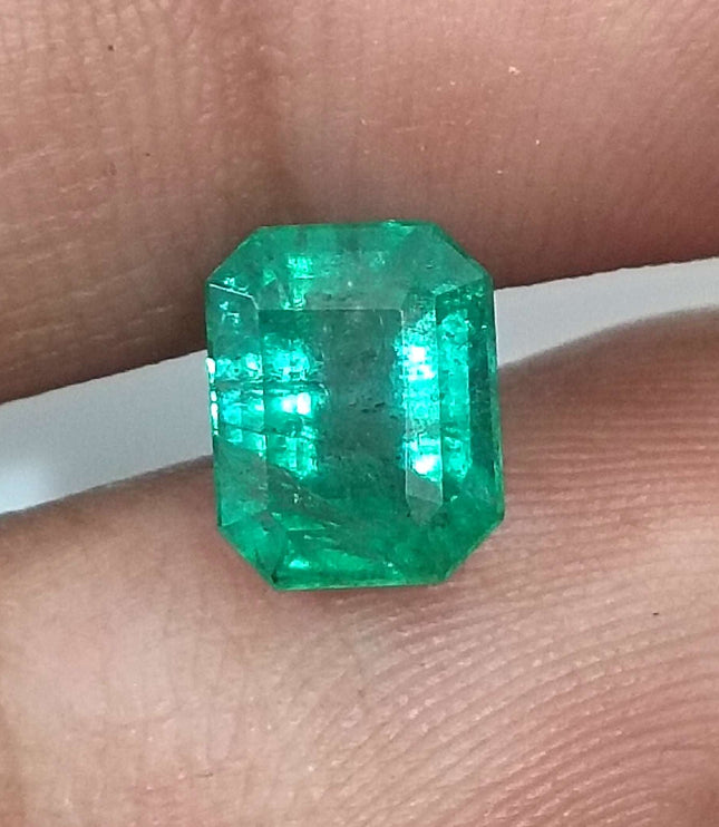 Zambian Emerald 2.21ct Certified Intense Green Octagon Cut Loose Gemstone