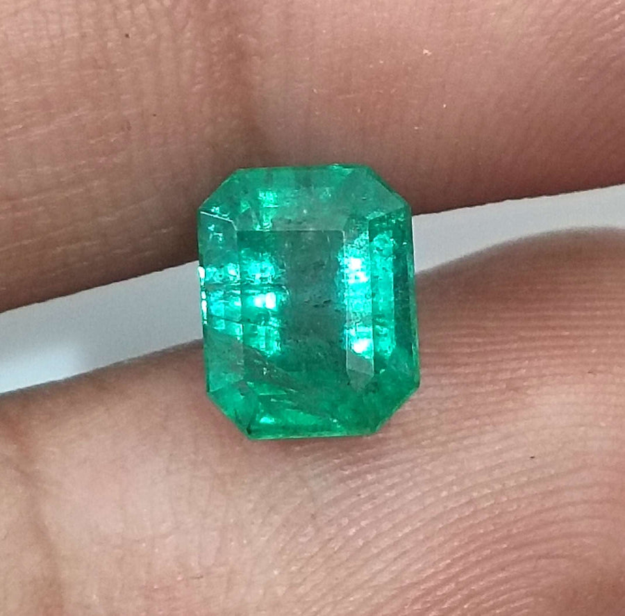 Zambian Emerald 2.21ct Certified Intense Green Octagon Cut Loose Gemstone