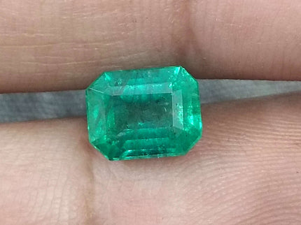 Zambian Emerald 2.21ct Certified Intense Green Octagon Cut Loose Gemstone