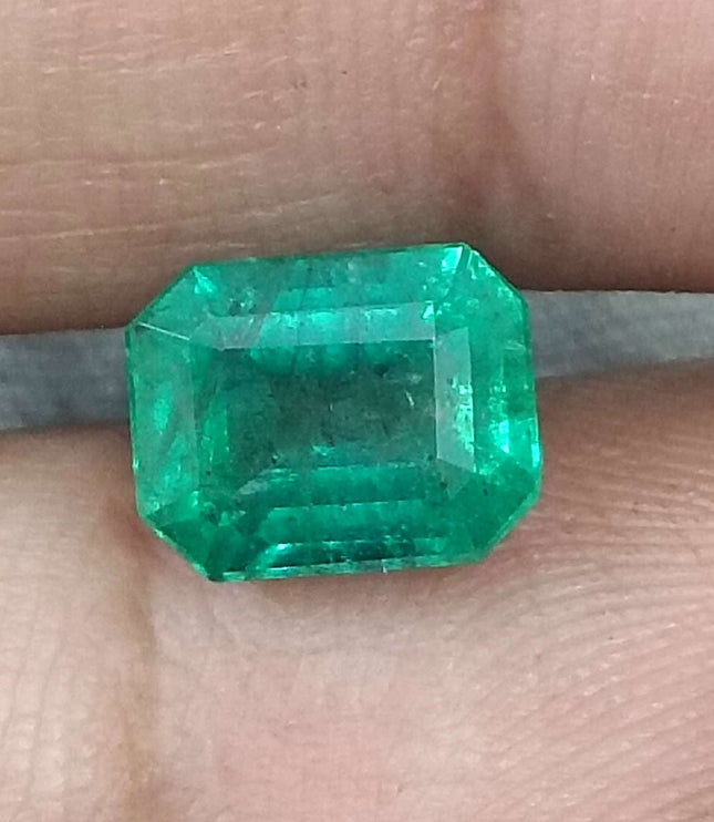 Zambian Emerald 2.21ct Certified Intense Green Octagon Cut Loose Gemstone