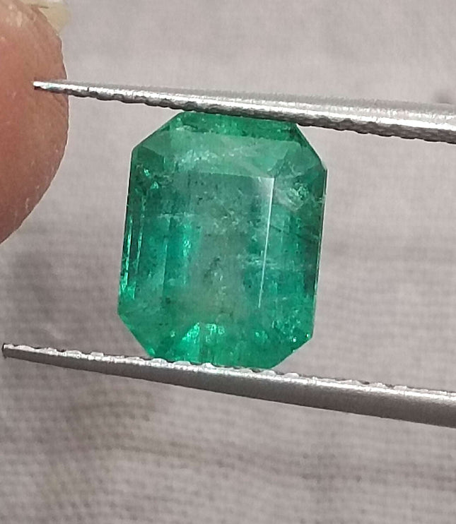 Zambian Emerald 2.21ct Certified Intense Green Octagon Cut Loose Gemstone