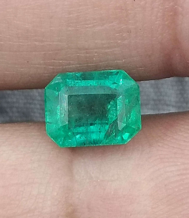 Zambian Emerald 2.21ct Certified Intense Green Octagon Cut Loose Gemstone