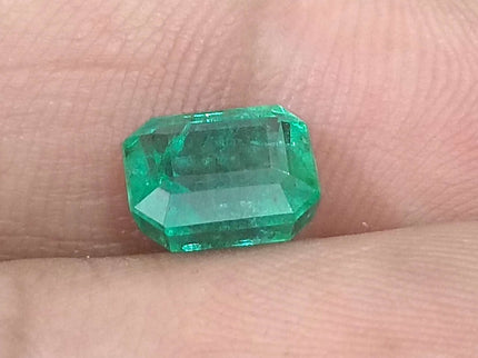 Zambian Emerald 2.21ct Certified Intense Green Octagon Cut Loose Gemstone