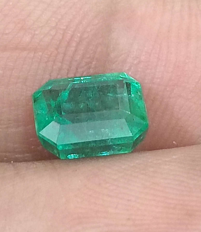 Zambian Emerald 2.21ct Certified Intense Green Octagon Cut Loose Gemstone