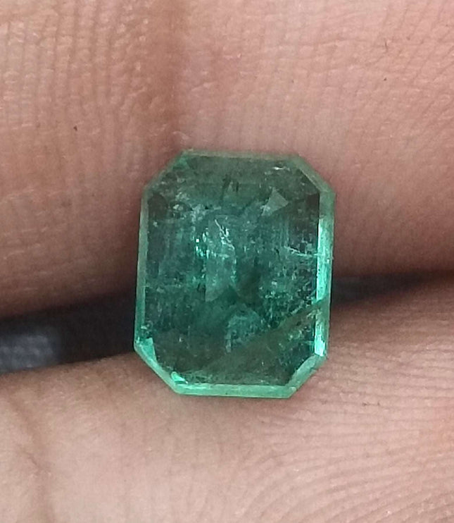 Zambian Emerald 2.21ct Certified Intense Green Octagon Cut Loose Gemstone
