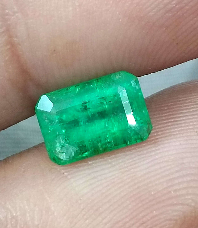 Panjshir Emerald 1.76ct Natural Velvet Green Certified Octagon Cut Loose Gemstone