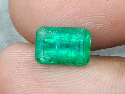 Panjshir Emerald 1.76ct Natural Velvet Green Certified Octagon Cut Loose Gemstone