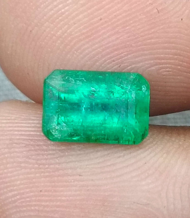 Panjshir Emerald 1.76ct Natural Velvet Green Certified Octagon Cut Loose Gemstone