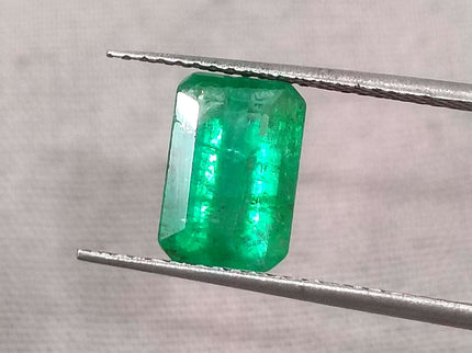 Panjshir Emerald 1.76ct Natural Velvet Green Certified Octagon Cut Loose Gemstone