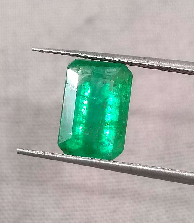 Panjshir Emerald 1.76ct Natural Velvet Green Certified Octagon Cut Loose Gemstone