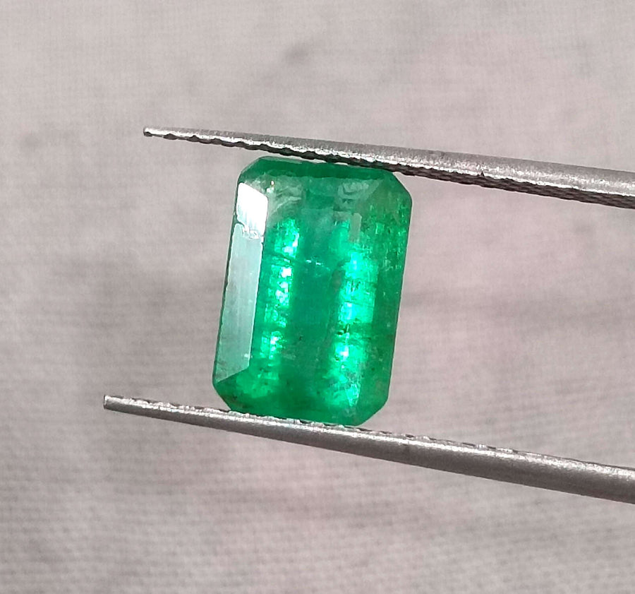 Panjshir Emerald 1.76ct Natural Velvet Green Certified Octagon Cut Loose Gemstone