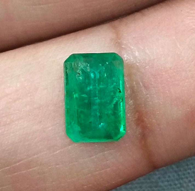 Panjshir Emerald 1.76ct Natural Velvet Green Certified Octagon Cut Loose Gemstone