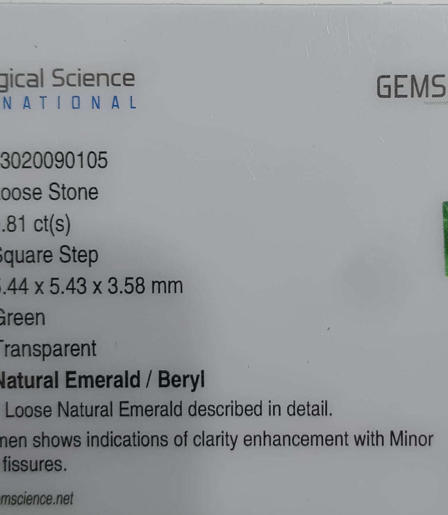 GSI Certified 0.81ct Panjshir Emerald Vivid Green Natural Loose Gemstone.