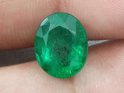 Zambian Emerald 4.71ct Certified Deep Golden Green Minor Oiled Loose Gemstone