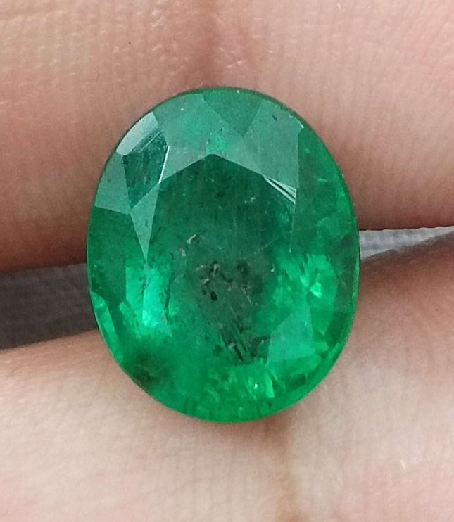 Zambian Emerald 4.71ct Certified Deep Golden Green Minor Oiled Loose Gemstone