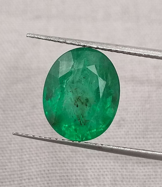 Zambian Emerald 4.71ct Certified Deep Golden Green Minor Oiled Loose Gemstone