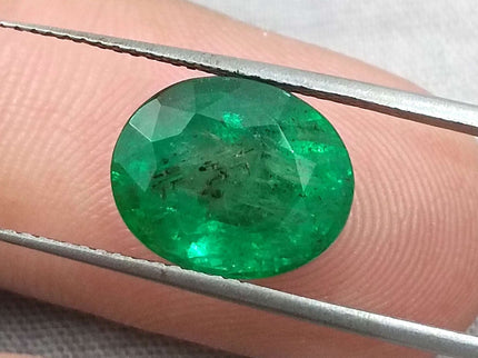 Zambian Emerald 4.71ct Certified Deep Golden Green Minor Oiled Loose Gemstone