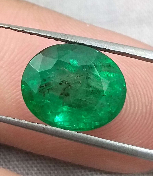 Zambian Emerald 4.71ct Certified Deep Golden Green Minor Oiled Loose Gemstone