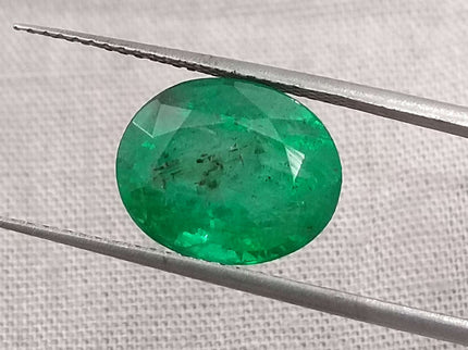 Zambian Emerald 4.71ct Certified Deep Golden Green Minor Oiled Loose Gemstone