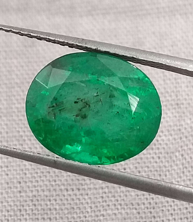 Zambian Emerald 4.71ct Certified Deep Golden Green Minor Oiled Loose Gemstone
