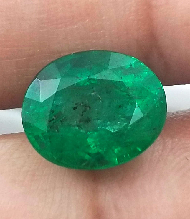 Zambian Emerald 4.71ct Certified Deep Golden Green Minor Oiled Loose Gemstone