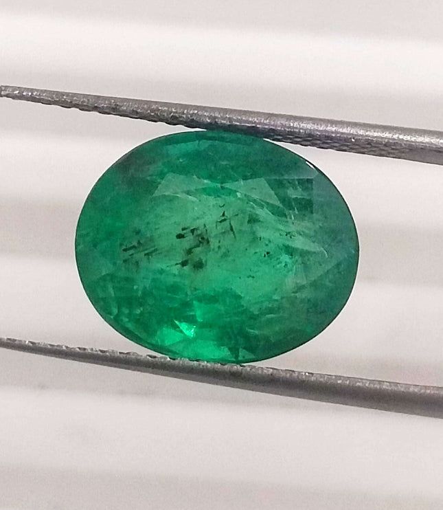 Zambian Emerald 4.71ct Certified Deep Golden Green Minor Oiled Loose Gemstone