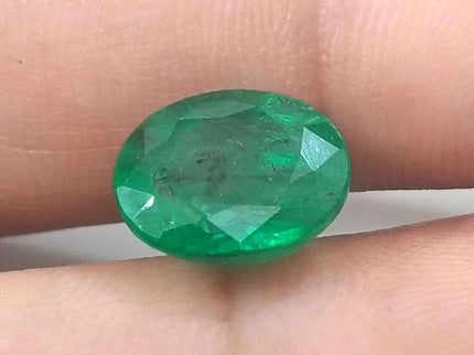 Zambian Emerald 4.71ct Certified Deep Golden Green Minor Oiled Loose Gemstone