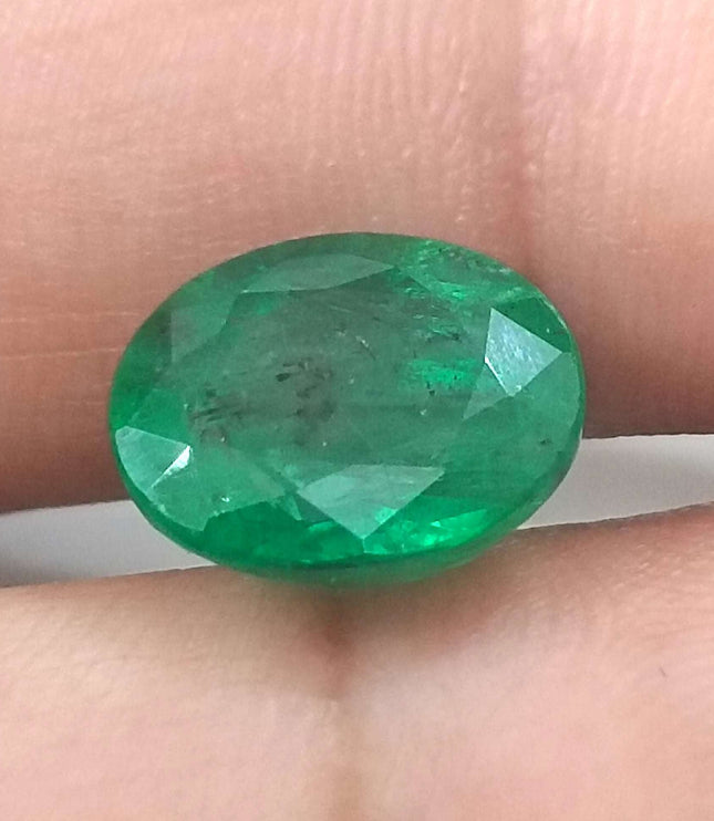 Zambian Emerald 4.71ct Certified Deep Golden Green Minor Oiled Loose Gemstone