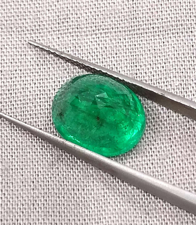 Zambian Emerald 4.71ct Certified Deep Golden Green Minor Oiled Loose Gemstone