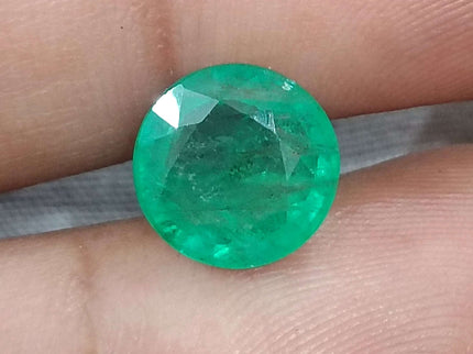 Zambian Emerald 3.28ct Natural Certified Round cut Medium Green Minor Oiled Gemstone