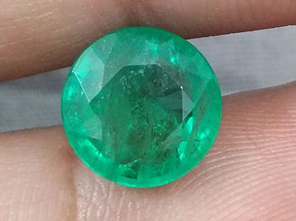 Zambian Emerald 3.28ct Natural Certified Round cut Medium Green Minor Oiled Gemstone