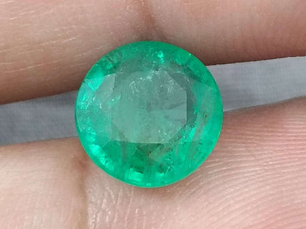 Zambian Emerald 3.28ct Natural Certified Round cut Medium Green Minor Oiled Gemstone