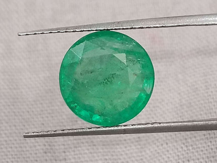 Zambian Emerald 3.28ct Natural Certified Round cut Medium Green Minor Oiled Gemstone