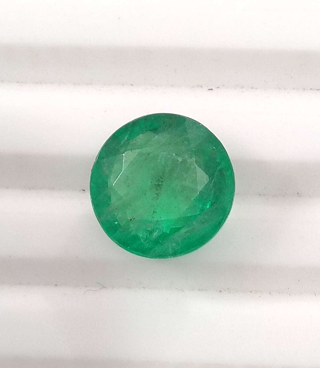 Zambian Emerald 3.28ct Natural Certified Round cut Medium Green Minor Oiled Gemstone