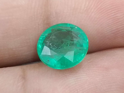 Zambian Emerald 3.28ct Natural Certified Round cut Medium Green Minor Oiled Gemstone