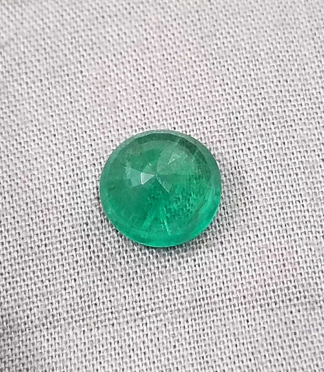 Zambian Emerald 3.28ct Natural Certified Round cut Medium Green Minor Oiled Gemstone