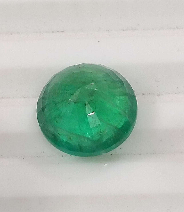 Zambian Emerald 3.28ct Natural Certified Round cut Medium Green Minor Oiled Gemstone