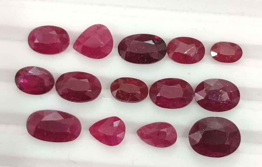 10.70ct Natural Untreated Ruby Parcel Wine Red Mixed Cut Loose Gemstones