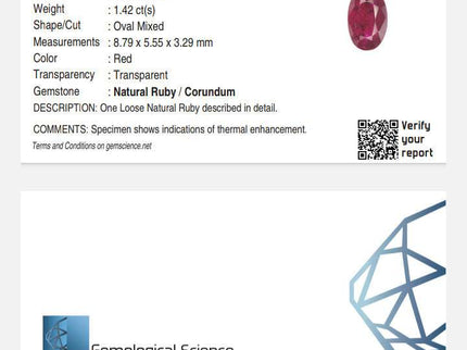 Mozambique Ruby 1.42ct Certified Blood Red Natural Untreated Gemstone