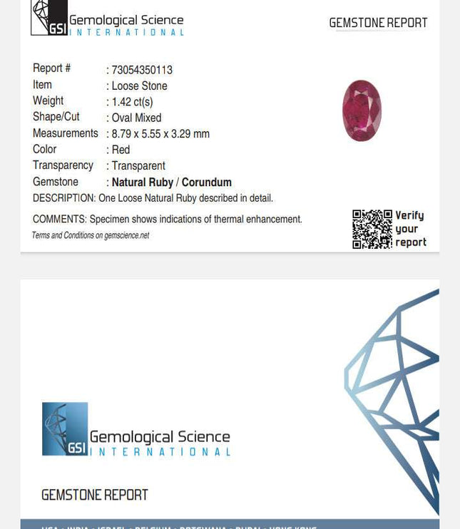 Mozambique Ruby 1.42ct Certified Blood Red Natural Untreated Gemstone