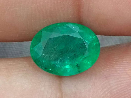 Zambian Emerald 3.92ct Certified Natural Medium Intense Green Oval Cut Loose Gemstone