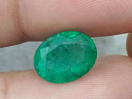 Zambian Emerald 3.92ct Certified Natural Medium Intense Green Oval Cut Loose Gemstone