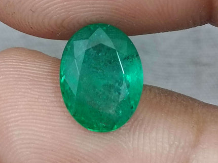 Zambian Emerald 3.92ct Certified Natural Medium Intense Green Oval Cut Loose Gemstone