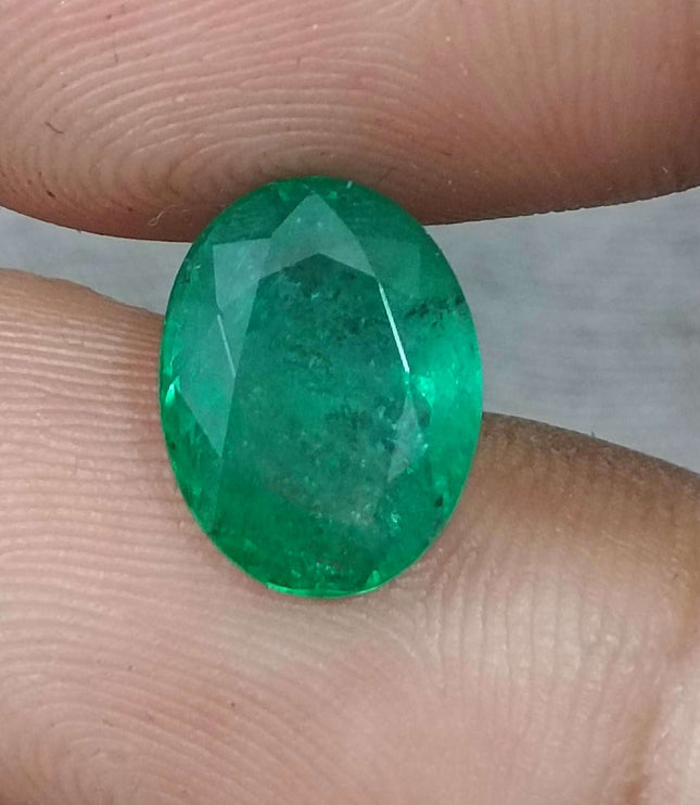 Zambian Emerald 3.92ct Certified Natural Medium Intense Green Oval Cut Loose Gemstone