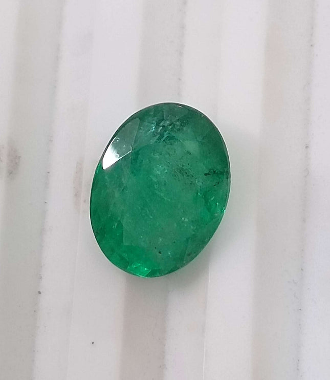 Zambian Emerald 3.92ct Certified Natural Medium Intense Green Oval Cut Loose Gemstone