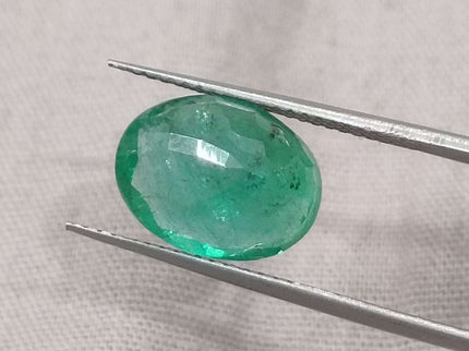 Zambian Emerald 3.92ct Certified Natural Medium Intense Green Oval Cut Loose Gemstone