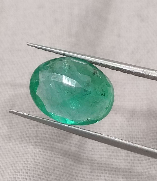 Zambian Emerald 3.92ct Certified Natural Medium Intense Green Oval Cut Loose Gemstone